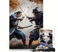 Samurai Vs. Swordsman 1000 Piece Jigsaw Puzzles for Adults Jigsaw Think Toy Home Enjoy Fine Cut Santa Wish Gift (50x75cm)