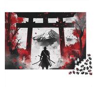 Samurai Warrior 1000 Piece Premium Cardboard Japanese Ink Painting Style Puzzle, Adult Educational Challenge, Stress Relief, Birthday Gift & Wall Decor for Family 52x38cm/1000pcs