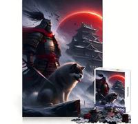 Samurai Warrior And Castle Under Red Moon 1000 Piece Jigsaw Puzzles for Adults Teenagers Recall Boost Calm Escape Smooth Cut Heartfelt Gift (38x26cm)