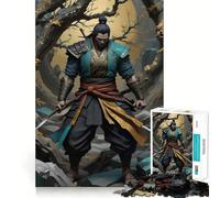 Samurai Warrior Art 1000 Piece Jigsaw Puzzles for Adults Teenagers Recall Boost Calm Escape Smooth Cut Heartfelt Gift (38x52cm)