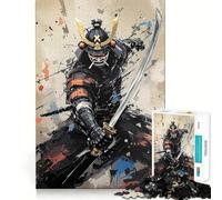 Samurai Warrior Art Jigsaw Puzzles for Teenagers 1000 Pieces Wise Think Toy Leisure Fun Clear Cut Wall Art Decor (50x75cm)