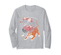 Samurai Warrior Battling Tiger Ukiyo-e Print Long Sleeve T-Shirt