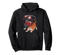Samurai Warrior Battling Tiger Ukiyo-e Print Pullover Hoodie