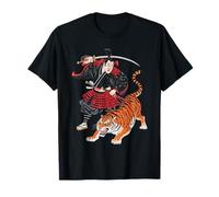 Samurai Warrior Battling Tiger Ukiyo-e Print T-Shirt
