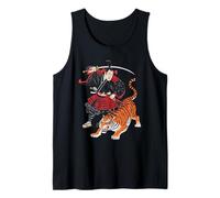 Samurai Warrior Battling Tiger Ukiyo-e Print Tank Top