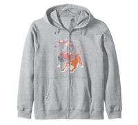 Samurai Warrior Battling Tiger Ukiyo-e Print Zip Hoodie
