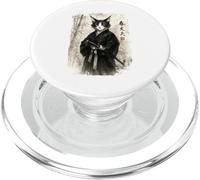 Samurai Warrior Cat Japanese Ink Art Sumi-e Japan Design PopSockets PopGrip for MagSafe