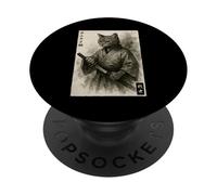 Samurai Warrior Cat Ukiyo-e Japanese Edo Painting PopSockets Adhesive PopGrip