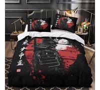 Samurai Warrior Comforter Cover 3D Design Printed Breathable 3 Pcs Bedding Set Zipper Japanese Duvet Cover Super Soft Hypoallergenic for Kids Girls Boys Adults Women Teens Single（140x200cm）