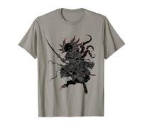 Samurai Warrior Dark Katana Woodblock Japanese Art T-Shirt