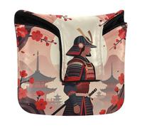 Samurai Warrior Fighter Mallet Putter Head Cover Magnetic Snap Putter Headcovers for Men and Women Waterproof PU Leather
