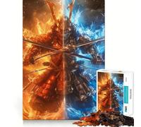 Samurai Warrior Fire Water 1000 Piece Jigsaw Puzzles for Teenagers Jigsaw Wise Think Toy Relax Time Clear Cut Festival Gift (50x75cm)