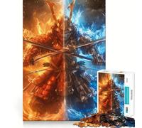 Samurai Warrior Fire Water 1000 Pieces Jigsaws Adults Puzzles Think Smart Toy Home Activity Smooth Cut Xmas Surprise (38x52cm)