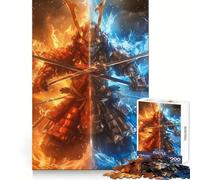 Samurai Warrior Fire Water Jigsaw Puzzle 1000 Piece for Teenagers Reason Skill Toy Relaxing Fun Exact Cut (38x26cm)