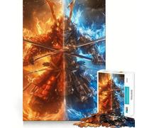 Samurai Warrior Fire Water Jigsaw Puzzle 1000 Piece for Teenagers Reason Skill Toy Relaxing Fun Exact Cut (38x26cm)