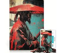 Samurai Warrior Graffiti Artwork 1000 Piece Jigsaws for Adults Puzzle Boost Recall Anxiety Relief Accurate Edge Xmas Surprise (50x75cm)