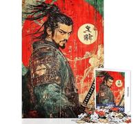 Samurai Warrior Graffiti Artwork Jigsaw for Adults1000 Pieces Strengthen Mind Clarity And Sharpness Calm Serene Leisure Activity (50x75cm)