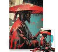 Samurai Warrior Graffiti Artwork Jigsaw Puzzles for Teenagers 1000 Piece Mind Challenge Toy Relaxing Fun Precise Cut Festive Gift (38x26cm)