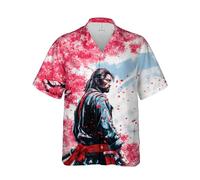 Samurai Warrior Hawaiian Shirts for Men - Samurai General Armor Mens Hawaiian Button Down Short Sleeve Shirts Set 84, Samurai_11, M