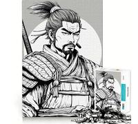 Samurai Warrior Illustration in Black And White 1000 Piece Jigsaws for Teenagers Puzzle Mental Toy Peaceful Time Premium Cut Artistic Gift (50x75cm)