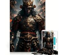 Samurai Warrior in Golden Armor Jigsaw Puzzles 1000 Pieces for Adults Logic Sense Toy Leisure Time Smooth Edge Seasonal Gift (38x52cm)