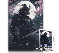 Samurai Warrior in Moonlight 1000-piece Jigsaw Puzzles Mindful Learning Fun Game Unique Gift for Joyful Celebrations Size 50x75cm
