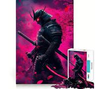 Samurai Warrior in Pink Haze Jigsaw Puzzle 1000 Piece for Teenagers Brain Workout Toy Serene Time Art Assembly Seasonal Gift (38x26cm)