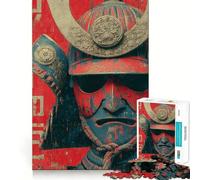 Samurai Warrior in Red And Blue Adult Jigsaw Puzzles 1000 Pieces Brain Workout Toy Casual Relax Image Assembly Artistic Gift (38x26cm)