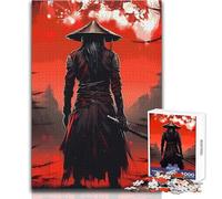 Samurai Warrior in Red Landscape 1000 Piece Jigsaws Learning Game for Skill Practice Thoughtful Gift for Happy Moments Size 38x52cm