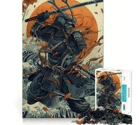 Samurai Warrior Japanese 1000 Pieces Jigsaw Puzzles for Adults Memory Gain Calm Mind Design Assembly Creative Gift (38x26cm)