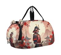 Samurai Warrior Katana Mount Fuji Cherry Small Gym Bag with Shoes Compartment Large Capacity Carry On Overnight Bag for Beach Swim Bags Pool Sports