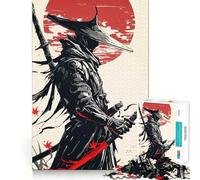 Samurai Warrior Katana Red Sun 1000 Piece Jigsaw Puzzles for Adults Jigsaw Mind Puzzle Mind Calm Art Assembly Unique Gift (38x26cm)