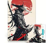 Samurai Warrior Katana Red Sun 1000 Pieces Jigsaw Puzzles for Adults Memory Boost Home Pastime Image Assembly Wall Art Decor (50x75cm)