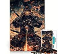 Samurai Warrior Neon Japan 1000 Pieces Jigsaw Puzzles for Teenagers Improve Memory Mental Relax Sharp Edge Creative Gift (38x52cm)