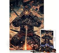 Samurai Warrior Neon Japan 1000 Pieces Jigsaw Puzzles for Teenagers Improve Memory Mental Relax Sharp Edge Creative Gift (38x52cm)