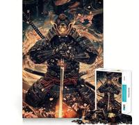 Samurai Warrior Neon Japan 1000 Pieces Jigsaw Puzzles for Teenagers Improve Memory Mental Relax Sharp Edge Creative Gift (50x75cm)