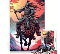 Samurai Warrior on A Horse Jigsaw Puzzles 1000 Piece for Adults Think Smart Toy Together Fun Accurate Cut Art Display (38x26cm)