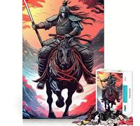 Samurai Warrior on A Horse Jigsaw Puzzles 1000 Piece for Adults Think Smart Toy Together Fun Accurate Cut Art Display (38x26cm)
