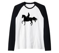 Samurai Warrior on a Horse Shirt Japanese Design Raglan Baseball Tee