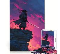 Samurai Warrior on Cliff at Sunset 1000 Piece Jigsaw Puzzles for Adults Jigsaw Memory Gain Stress Release Design Assembly Xmas Gift (38x52cm)