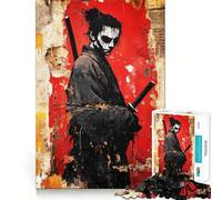 Samurai Warrior on Distressed Wall Jigsaw Puzzles for Teenagers 1000 Piece Wise Think Toy Gentle Leisure Tight Cut Santa Wish List (38x52cm)