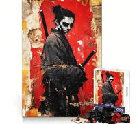 Samurai Warrior on Distressed Wall Jigsaw Puzzles for Teenagers 1000 Piece Wise Think Toy Gentle Leisure Tight Cut Santa Wish List (38x52cm)