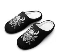 Samurai Warrior Oni Mask Breathable Slippers Women Slip On Winter Warm House Slippers Shoes Bedroom 7-8（39-40