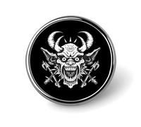 Samurai Warrior Oni Mask Round Brooch Cute Pin Badges Decoration Jewellery for Men Women Metal Lapel Pins