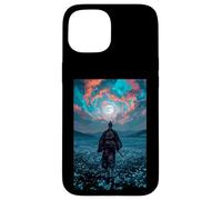 Samurai Warrior Overlooking Tranquil Moonlit Field Twilight Case for iPhone 15