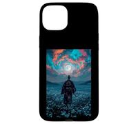 Samurai Warrior Overlooking Tranquil Moonlit Field Twilight Case for iPhone 15 Plus