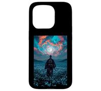 Samurai Warrior Overlooking Tranquil Moonlit Field Twilight Case for iPhone 15 Pro