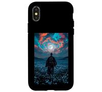 Samurai Warrior Overlooking Tranquil Moonlit Field Twilight Case for iPhone X/XS