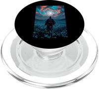 Samurai Warrior Overlooking Tranquil Moonlit Field Twilight PopSockets PopGrip for MagSafe