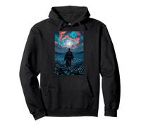 Samurai Warrior Overlooking Tranquil Moonlit Field Twilight Pullover Hoodie